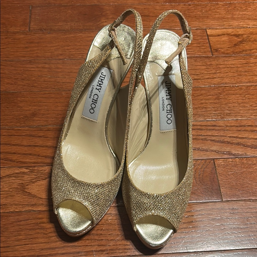 Jimmy Choo Glittering Gold Slingback Heels